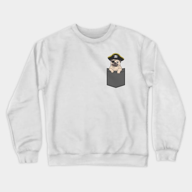 Pirate Pug Pocket Crewneck Sweatshirt by korstee